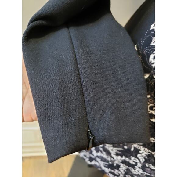 Club Monaco Shift Dress Women's 4 Black Floral Back Zip Long Sleeve Crew Neck - Picture 10 of 10